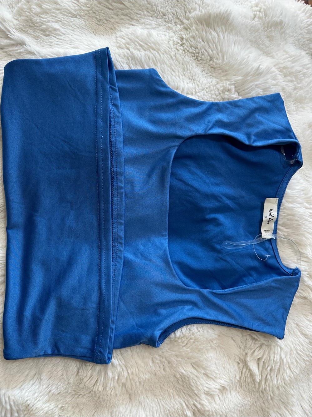 Women's Royal Blue Sleeveless Crop Tank Top